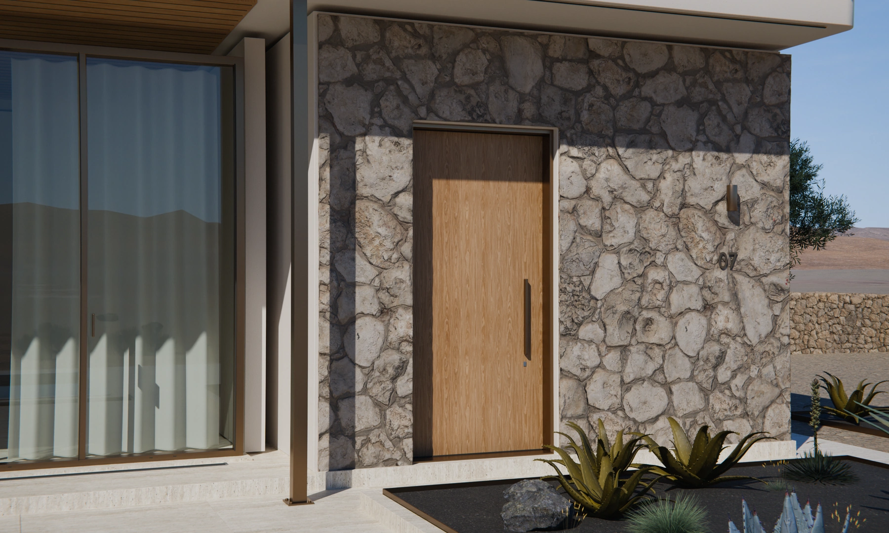 Casa del Olivo, render 3D: patio.