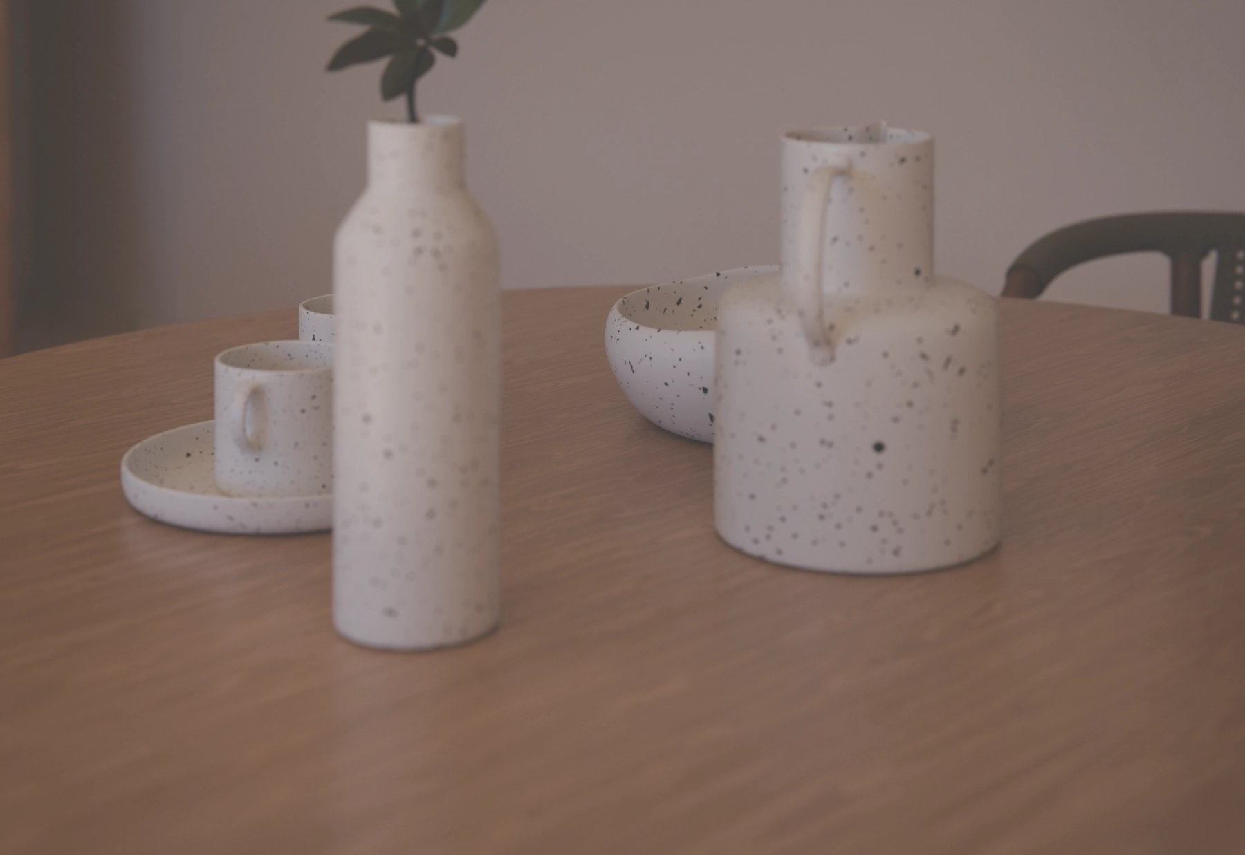 Casa Calma, render 3D: cerámica y madera.